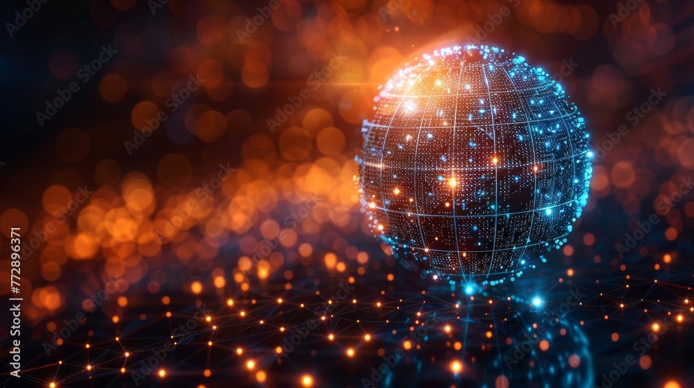 Leinwandbilder Digital transformation concept with binary code and dotted globe to represent digital transformation