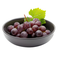 Grapes in a black bowl on a transparent background. Healthy food nutrition.