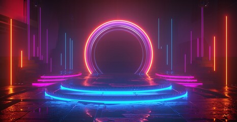 Neon Glow Circle A Monthly Event Celebration Generative AI