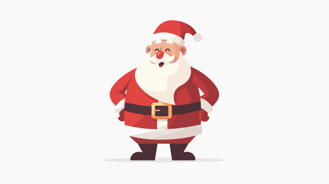 Cartoon funny santa claus Flat vector isolated on white