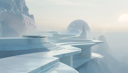 Futuristic Cityscape A Blend of Modern Architecture and Space-Age Technology Generative AI