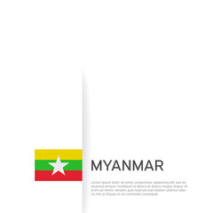 Myanmar flag background. State patriotic myanmar banner, cover. Document template, flag on white background. National poster. Business booklet. Vector illustration, simple design