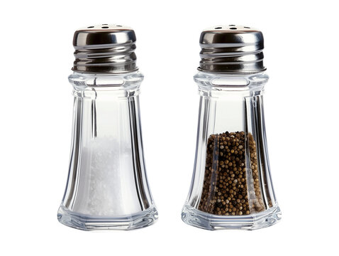 Glass salt and pepper shaker isolated on transparent or white background, png