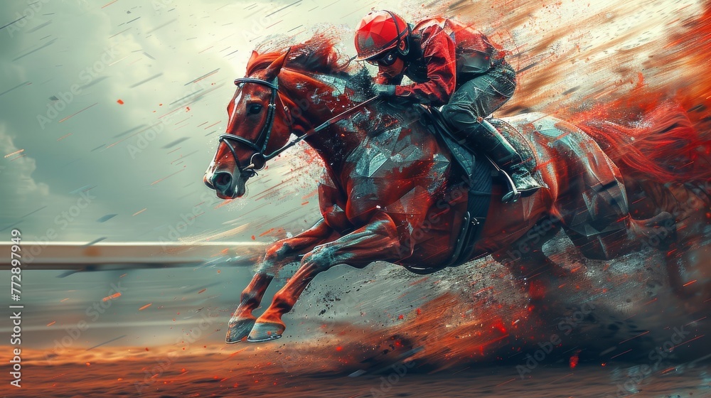 Poster racing polygon graphic with futuristic elements