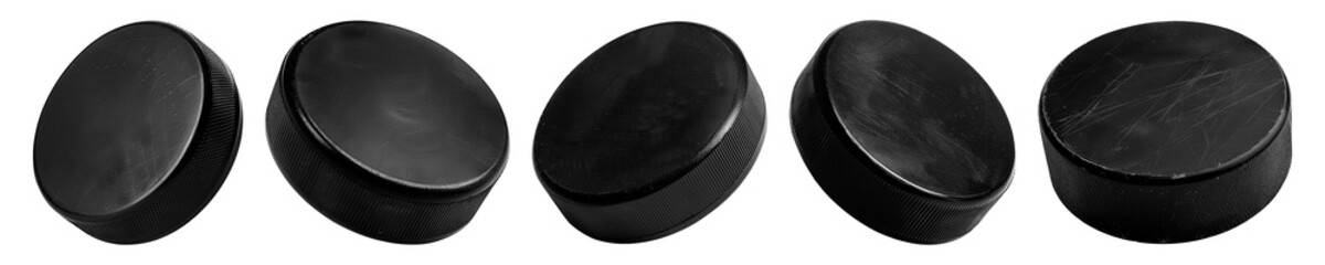 Hockey pucks isolated on transparent or white background, png