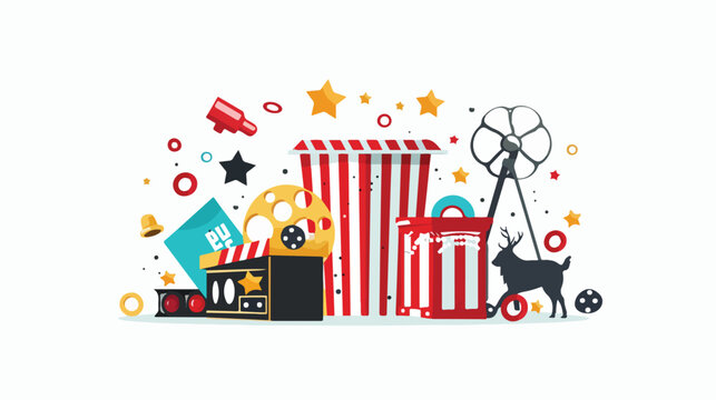 Cinema and movie design Flat vector isolated on white