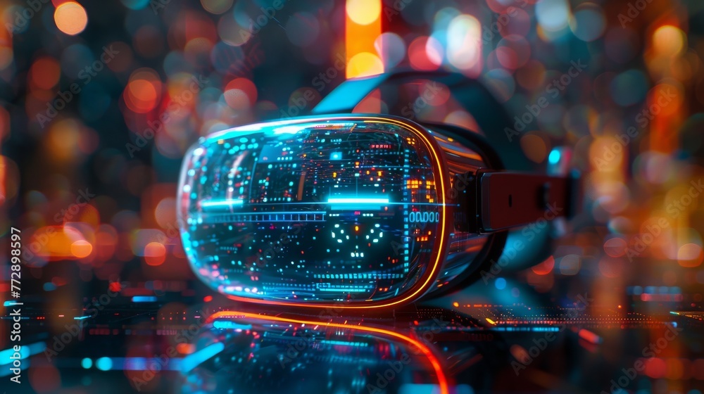 Poster virtual reality headset interfaced with digital holograms