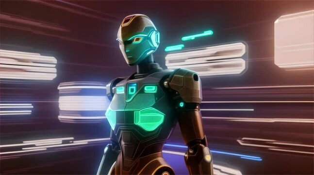Immerse in a futuristic realm, behold a sophisticated robot model intricately crafted in digital 3D, showcasing cutting-edge design and advanced technological prowess.
