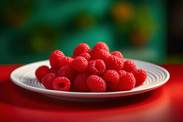a plate of raspberries