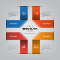Vector infographic ribbon template diagrame. Business concept 4 step for presentation.