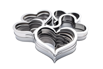 Heart Shaped Cookie Tins on White Background. On a White or Clear Surface PNG Transparent Background..