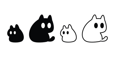 cat vector icon black kitten white neko calico pet cartoon character munchkin doodle illustration clip art symbol isolated design