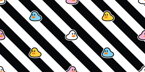 duck seamless pattern rubber duck little chicken bird vector pet striped wrapping paper scarf isolated doodle cartoon animal farm tile wallpaper repeat background illustration design