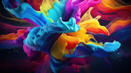 Obraz premium A hyper-realistic background featuring sleek digital interfaces with a splash of colorful 3D paint, blending modern technology with abstract expression Ai Generative