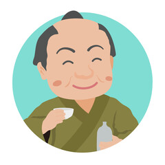 Obraz premium 酒を飲む江戸時代の町人