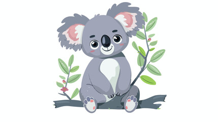 Cute koala cartoon Flat vector isolated on white background