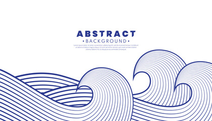 Abstract blue water wave line pattern background. Japanese style concept. Vector illustration.