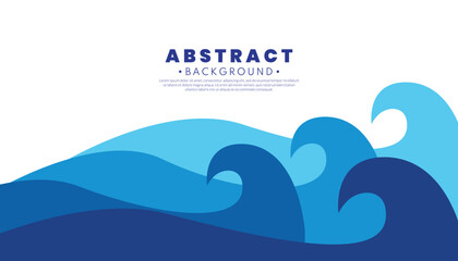 Abstract blue water wave pattern background. Paper cut style concept. Vector illustration.