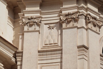Santa Maria della Pace Church Exterior Sculpted Detail in Rome, Italy