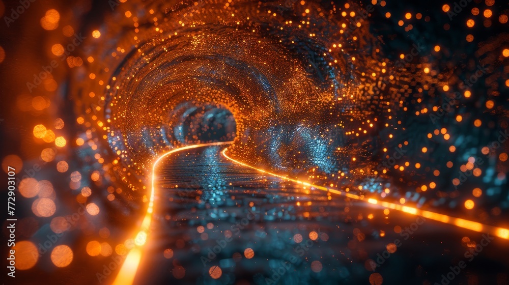 Aufkleber an illustration of a dotted tunnel as a key visual for digital transformation or big data