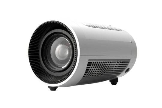 Modern Projector on White Background. On a White or Clear Surface PNG Transparent Background..