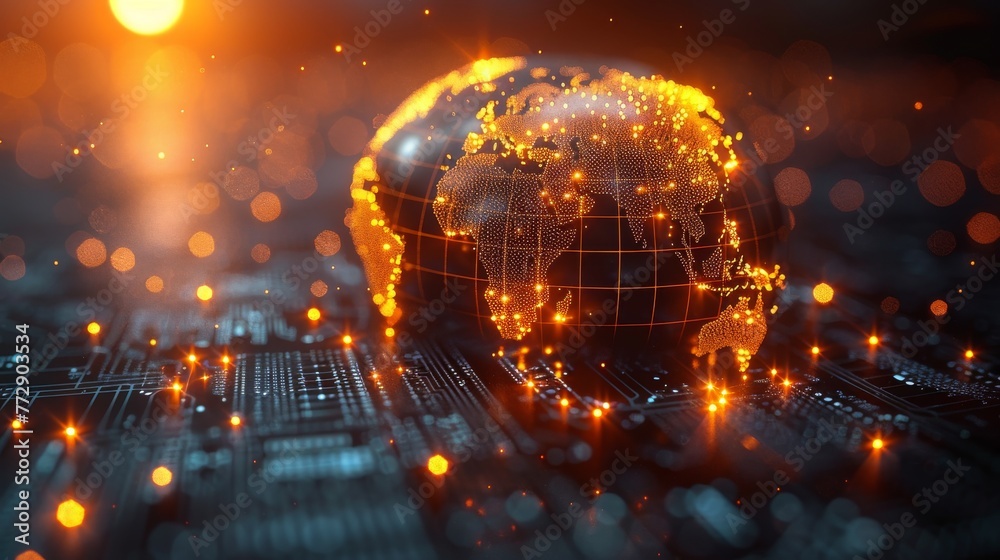 Aufkleber concept of global communication or world technology, decorative graphic of dotted globe