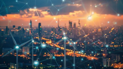 Modern Cityscape With Abstract Lines and Dots