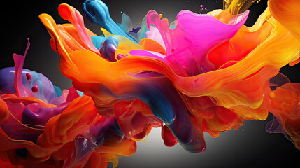 A hyper-realistic background featuring sleek digital interfaces with a splash of colorful 3D paint, blending modern technology with abstract expression Ai Generative