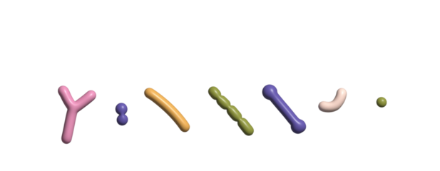 3d render single different probiotics. Volume simple illustration for Medicine or dietary supplements for gastrointestinal health. Bifidobacterium, lactobacillus, streptococcus thermophilus,