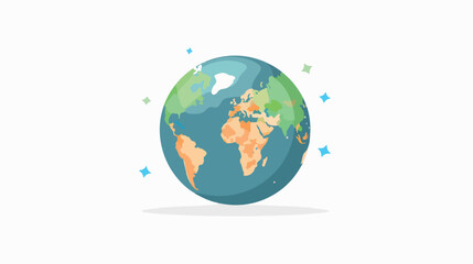 Flat globe. Minimal Earth on simple background