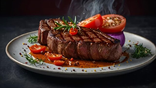 Appetizing grilled beef steak gourmet