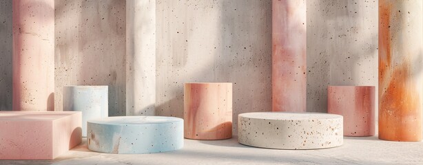 Pink and Blue Cement Blocks A Modern Take on Traditional Materials Generative AI