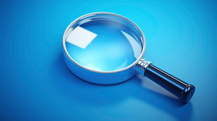 a magnifying glass on a blue surface