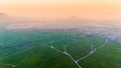 view of turbine green energy electricity, windmill for electric power production, Wind turbines...
