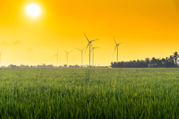 view of turbine green energy electricity, windmill for electric power production, Wind turbines...
