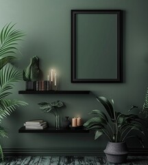 A Modern, Minimalist Living Space with a Focus on Greenery and Candles Generative AI