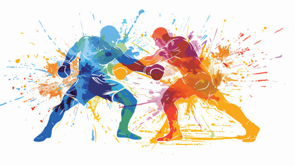 Greek roman wrestling active men sport silhouettes vector - obrazy, fototapety, plakaty