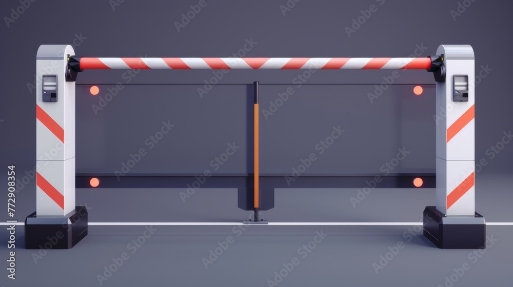 Poster an automatic barrier gate provides security for a building and for a vehicle entrance at a car entra