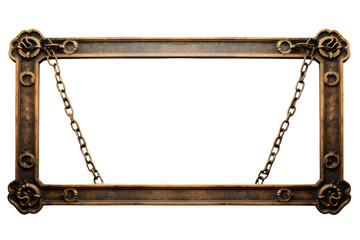 Picture Frame With Hanging Chain. On a White or Clear Surface PNG Transparent Background..