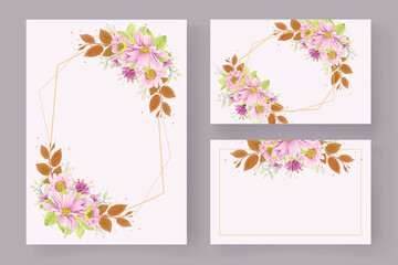 pink hand drawn floral background and frame illustration design