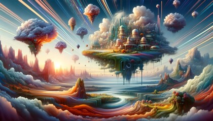 Fantasy Floating Island and Cloudscape