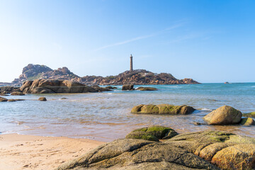 Ke Ga beach at Mui Ne, Phan Thiet, Binh Thuan, Vietnam. Ke Ga Cape or lighthouse is the most...