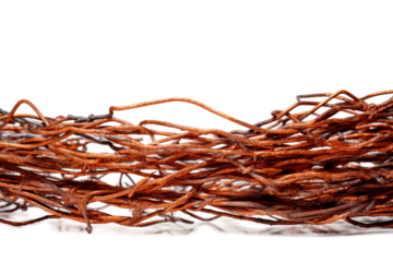Stack of Brown Leather Cords on White Background. On a White or Clear Surface PNG Transparent Background..
