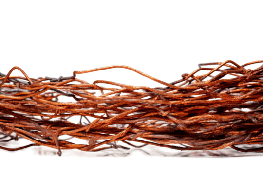 Stack of Brown Leather Cords on White Background. On a White or Clear Surface PNG Transparent Background..