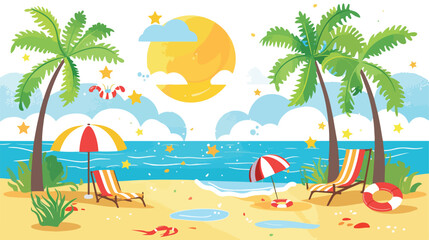 Fototapeta na wymiar Illustration of the summer holiday Flat vector