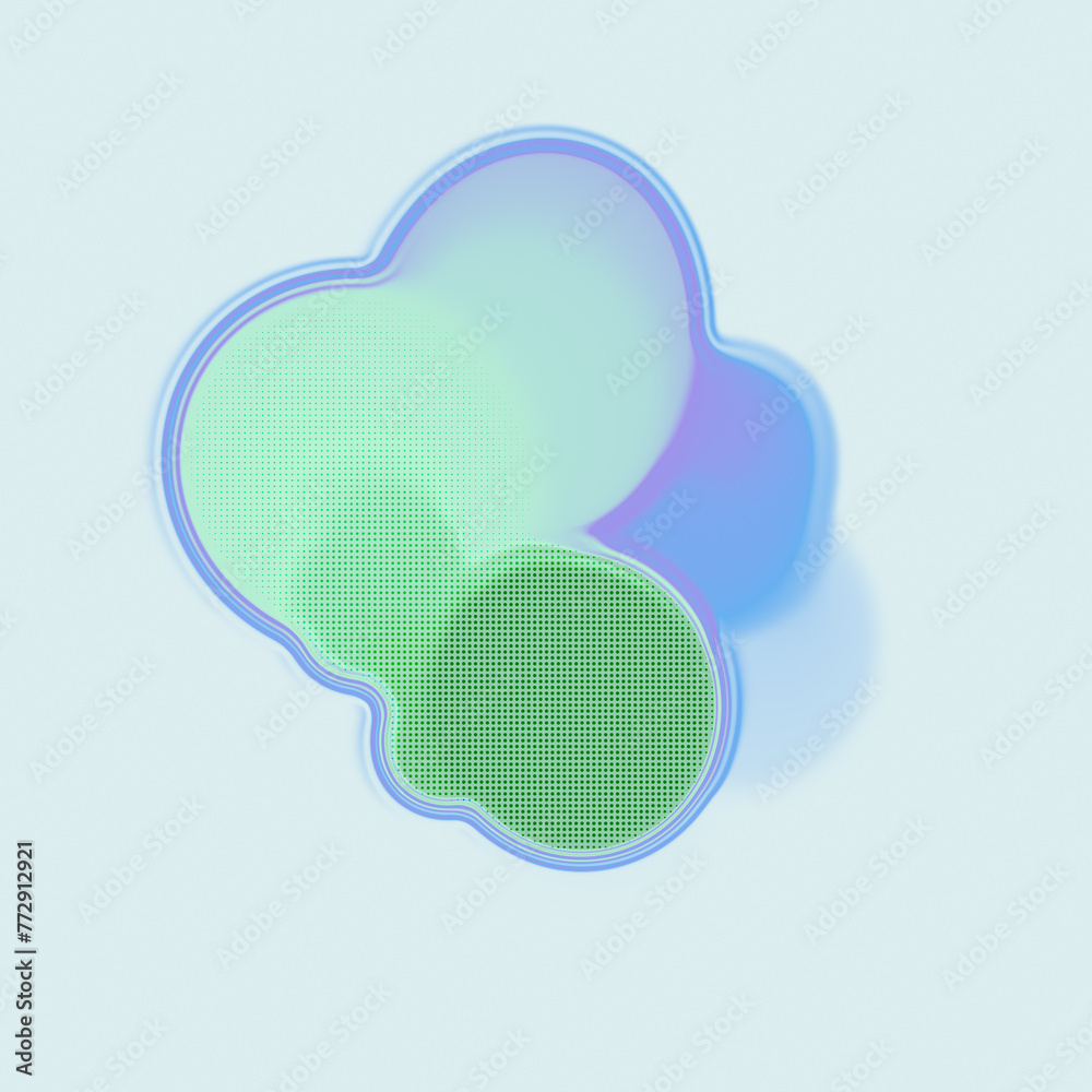 Poster 3d rendering digital illustration of undulating organic abstract figure on light gray background