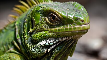 Fototapeta premium Small Green Iguana Closeup