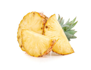 pineapple half and slices isolated on white background