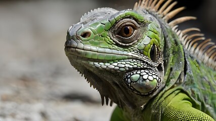 Fototapeta premium Small Green Iguana Closeup