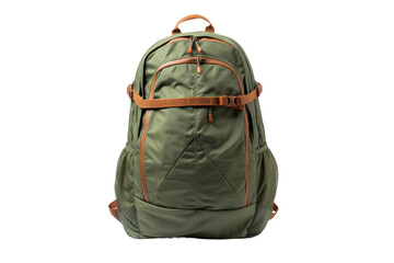 Fototapeta premium Green Backpack on White Background. On a White or Clear Surface PNG Transparent Background..
